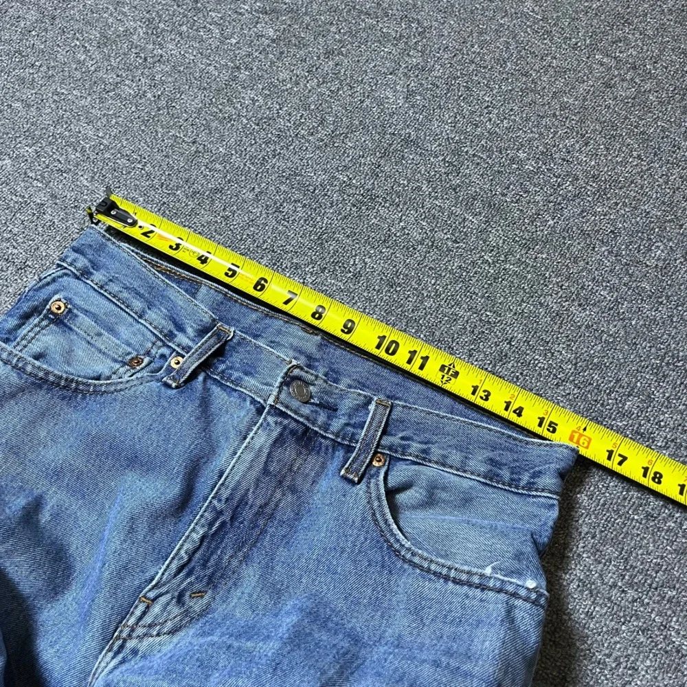 Levis 516 Straight Leg Jeans 33x34 Blue Distressed Paint Splatter Grunge